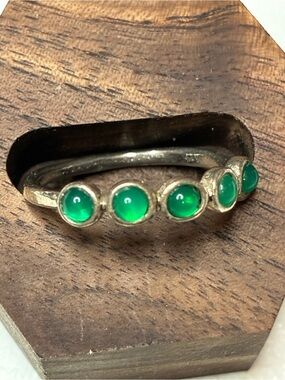 Silpada Green Gemstone Sterling Silver ring. Vintage 8